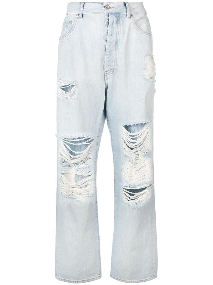 Unravel Project Extremely Distressed Boyfriend Jeans - Blue