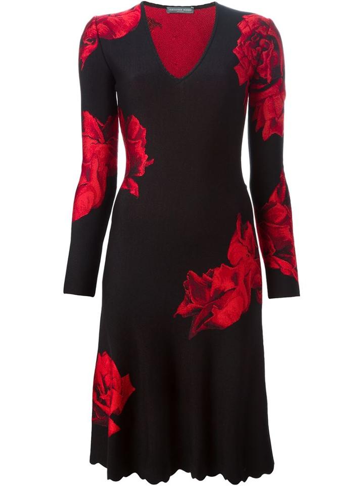 Alexander Mcqueen Rose Print Dress