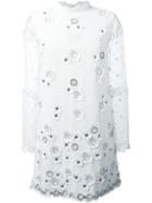 Giamba Lace Flower Appliqué Dress, Women's, Size: 42, White, Polyester/spandex/elastane/viscose/glass