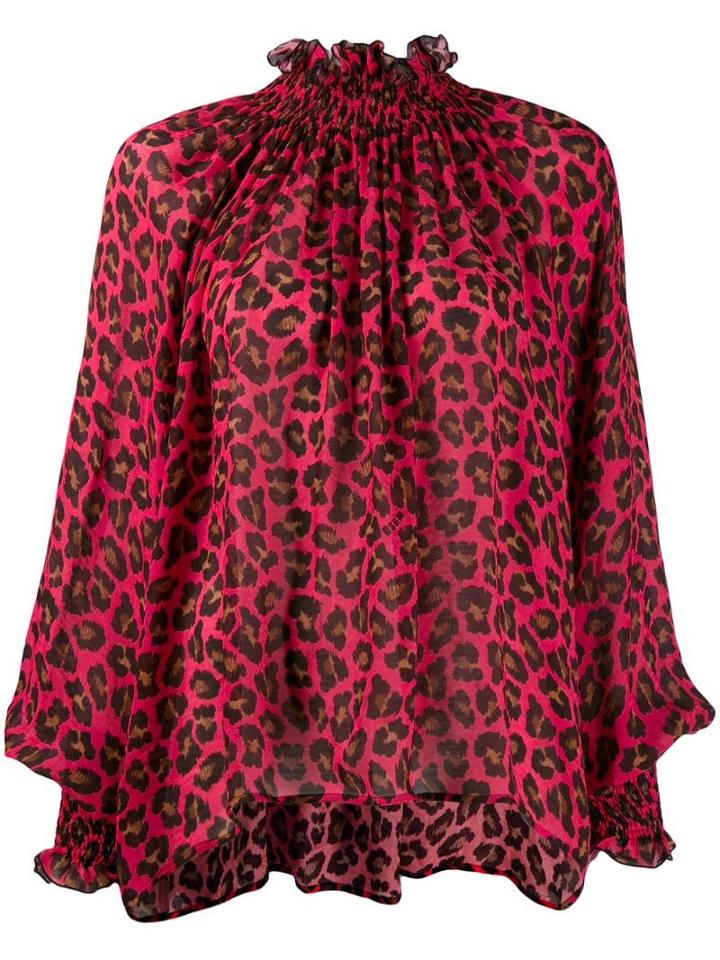 Msgm Leopard High Neck Blouse - Pink
