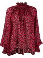 Msgm Leopard High Neck Blouse - Pink