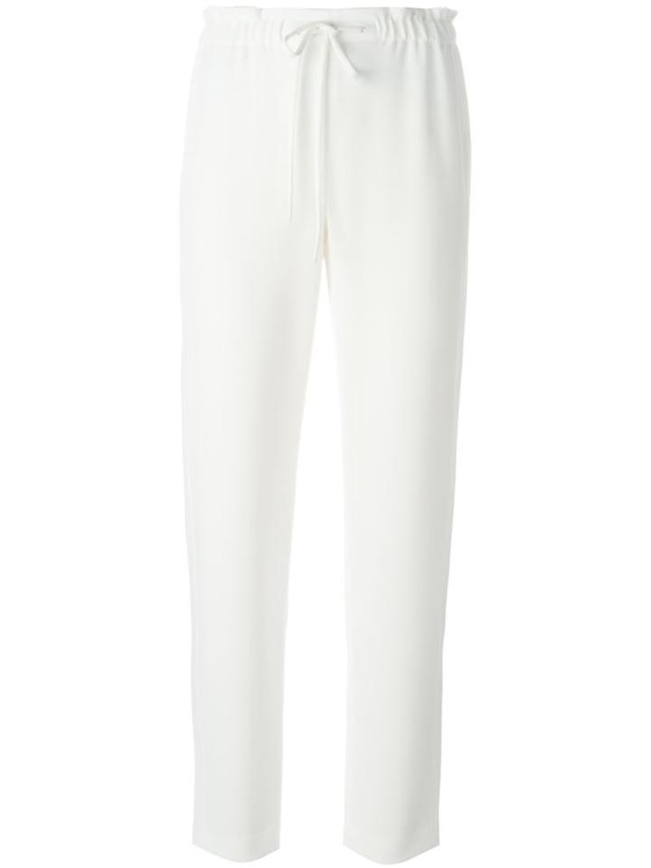 Theory Drawstring Straight Leg Trousers, Women's, Size: 4, White, Triacetate/polyester/polyurethane