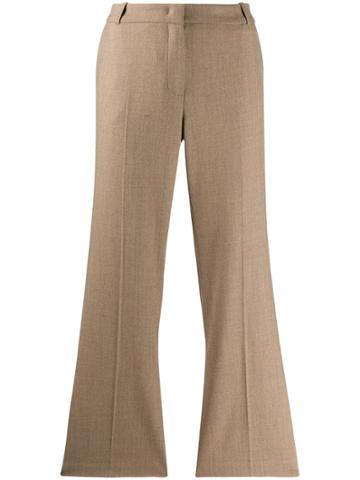 Kiltie Cropped Flared Trousers - Neutrals