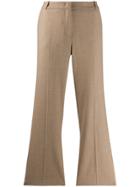 Kiltie Cropped Flared Trousers - Neutrals