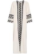 Celia Dragouni Zig Zag Embroidered Cotton Kaftan Jacket - Neutrals