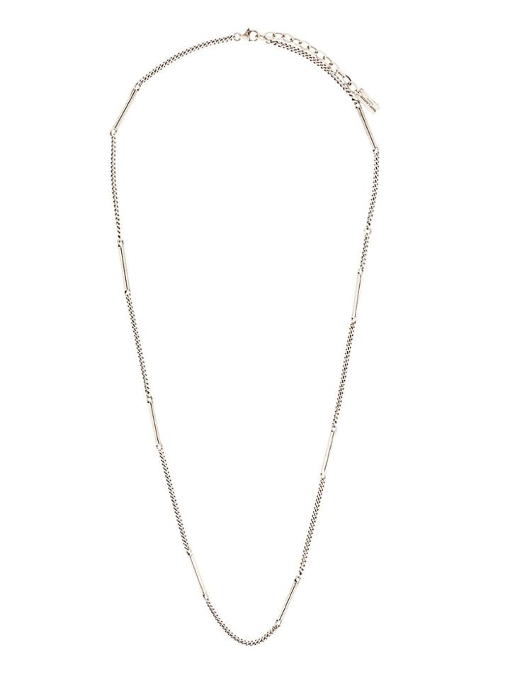 Saint Laurent Bar And Chain Necklace - Silver