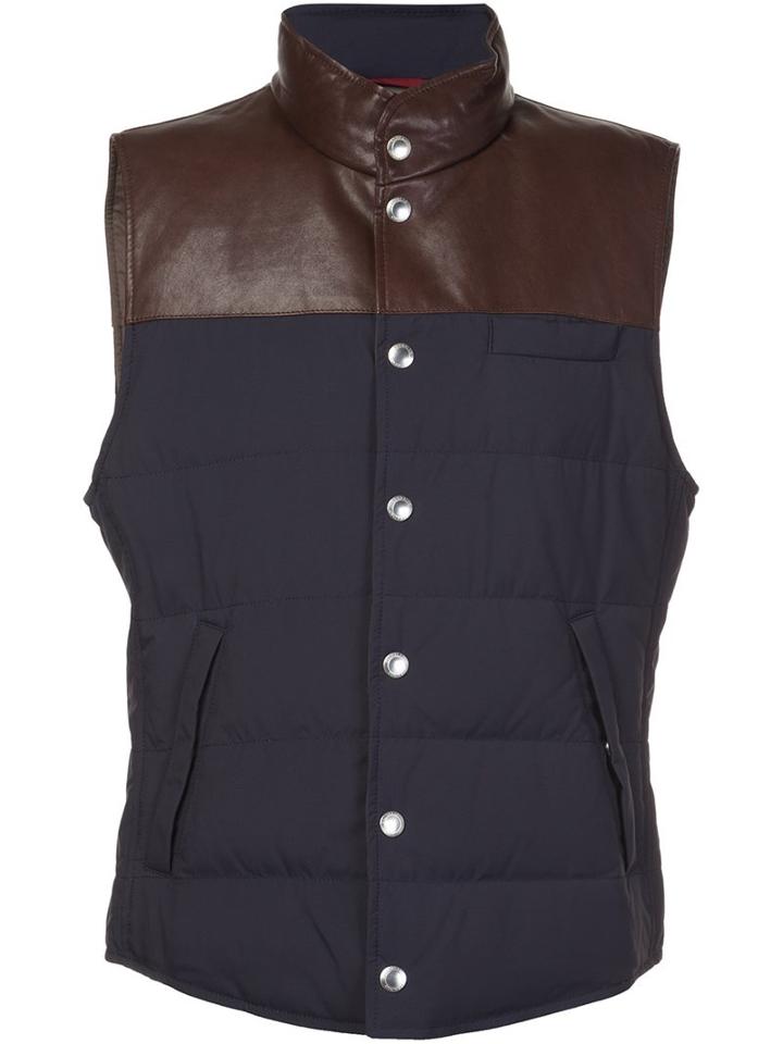 Brunello Cucinelli Panelled Padded Gilet, Men's, Size: Xs, Brown, Nylon