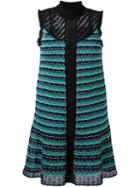 M Missoni High Neck Flared Dress, Women's, Size: 46, Black, Cotton/acrylic/polyamide/wool
