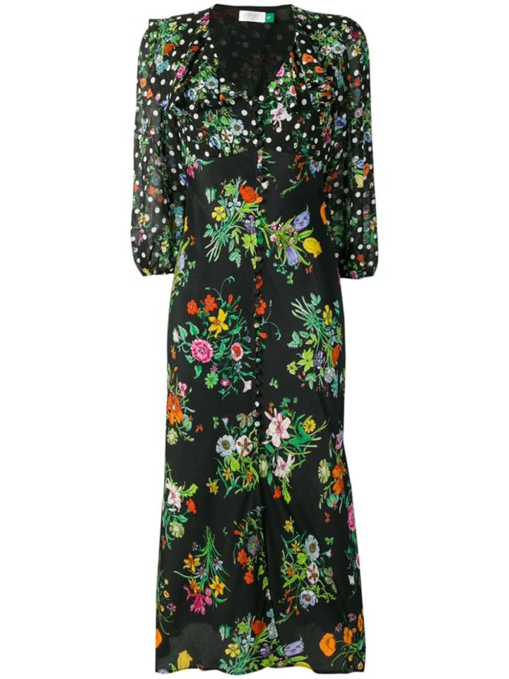 Rixo Floral Flared Dress - Black