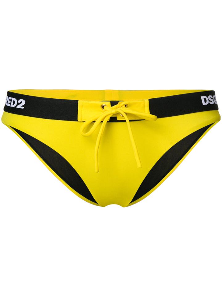 Dsquared2 Logo Printed Bikini Bottoms - Yellow & Orange