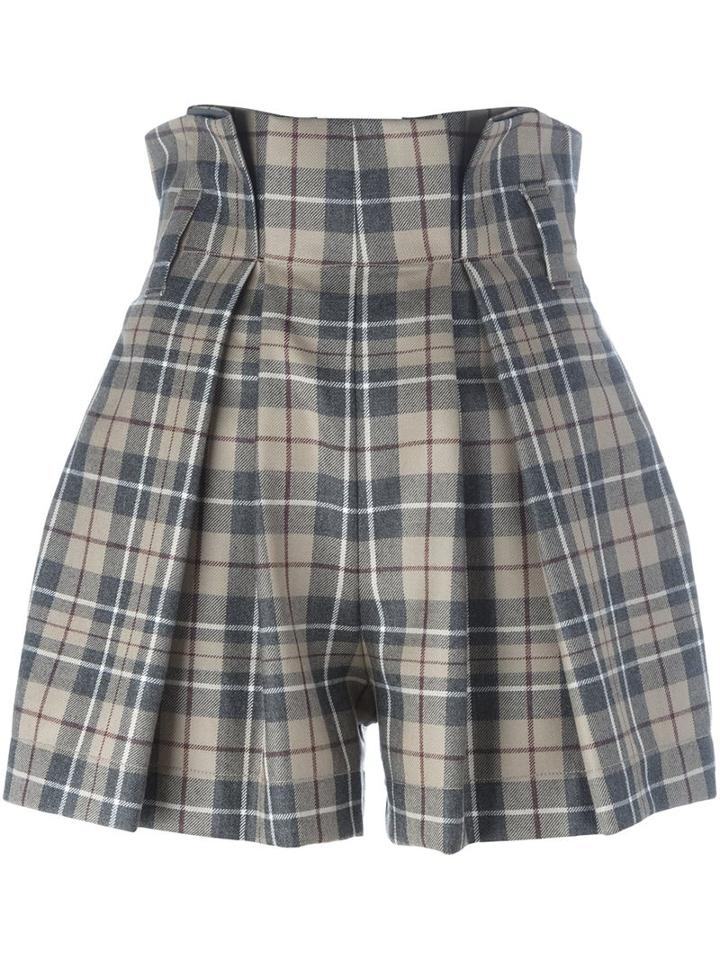 Vivienne Westwood Anglomania High Waist Tartan Shorts, Women's, Size: 40, Nude/neutrals, Cotton/virgin Wool