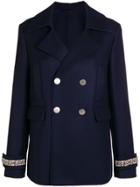 Ermanno Scervino Cuff Detail Double Breasted Coat - Blue