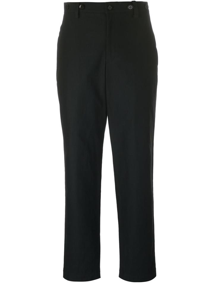 Yohji Yamamoto Straight Leg Cropped Trousers, Women's, Size: 3, Black, Cotton