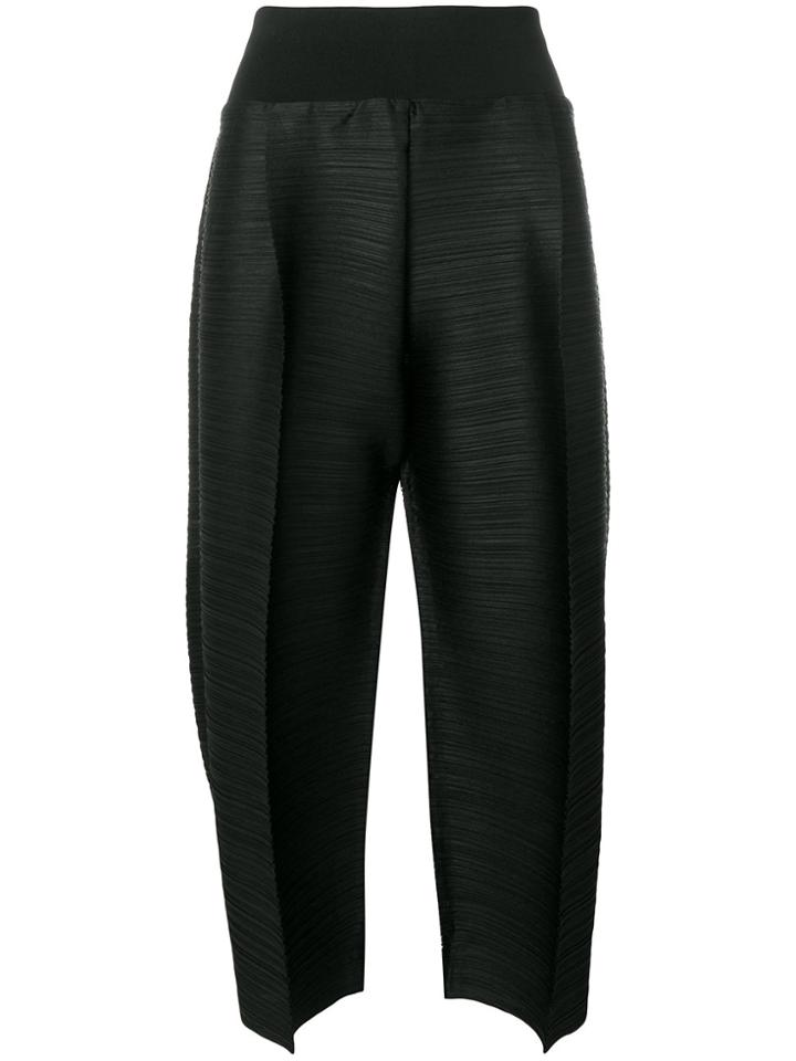 Pleats Please By Issey Miyake Cropped Pleated Trousers - Black