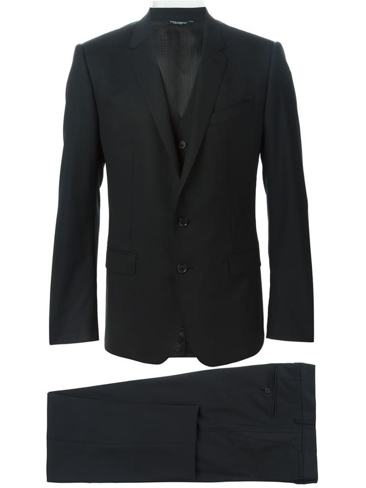 Dolce & Gabbana Three Piece Suit, Men's, Size: 50, Black, Spandex/elastane/acetate/cupro/virgin Wool