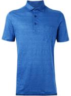 Ermenegildo Zegna Classic Polo Shirt, Men's, Size: 54, Blue, Linen/flax