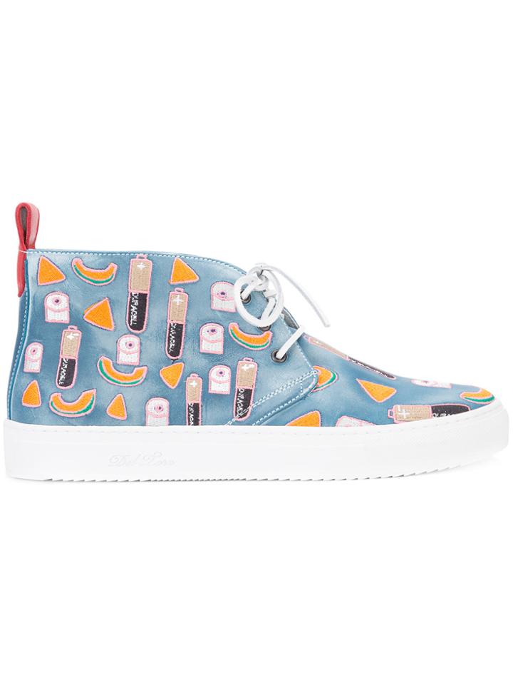 Del Toro Shoes Patch Detail Lace-up Sneakers - Blue