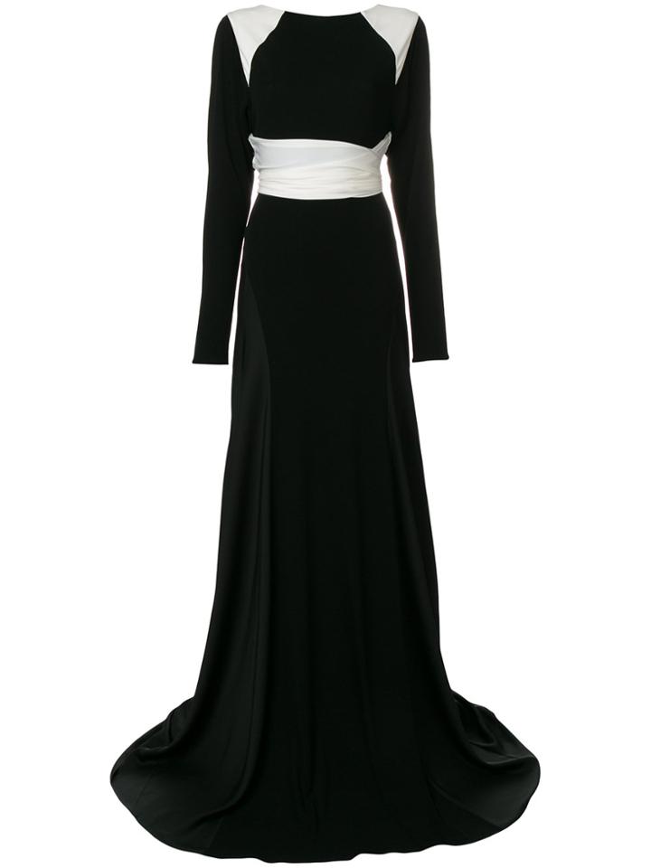 Vionnet Long-sleeved Flared Gown - Black