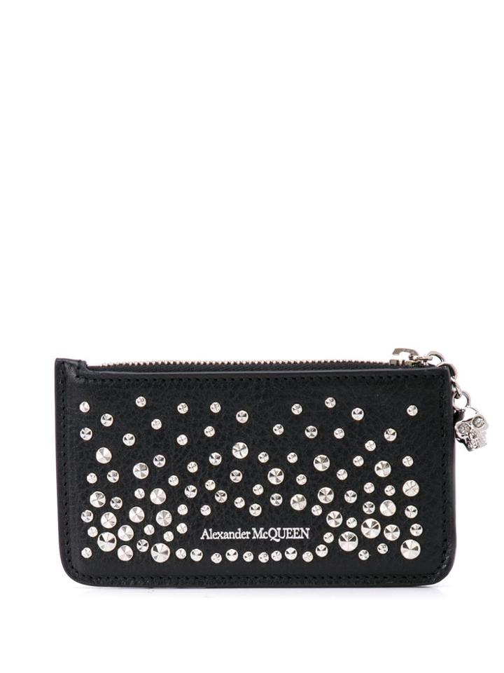 Alexander Mcqueen Studded Zipped Card Holder - Black