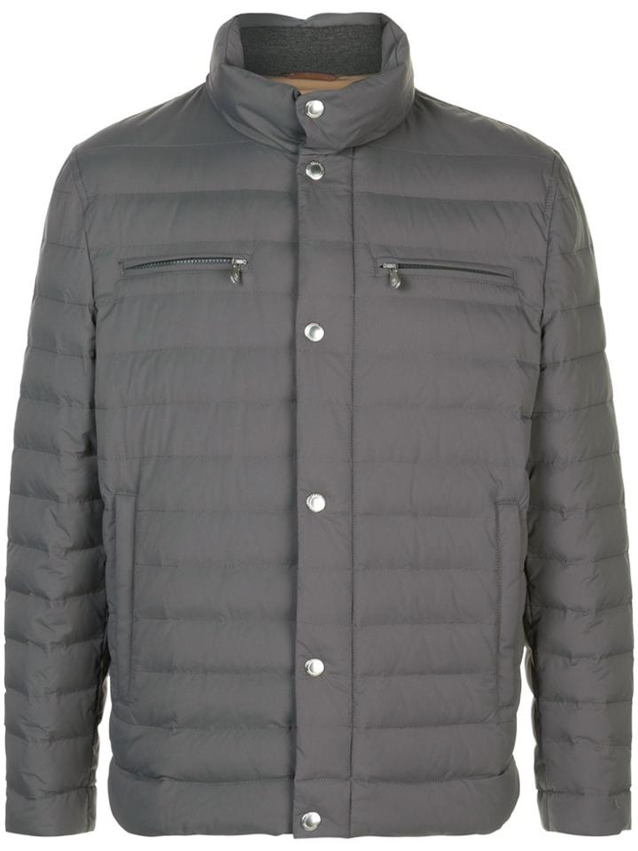 Brunello Cucinelli High-neck Quilted Jacket - Grey