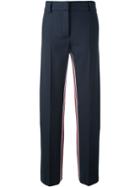 Cédric Charlier Striped High-waisted Trousers, Women's, Size: 40, Blue, Polyester/wool/other Fibers
