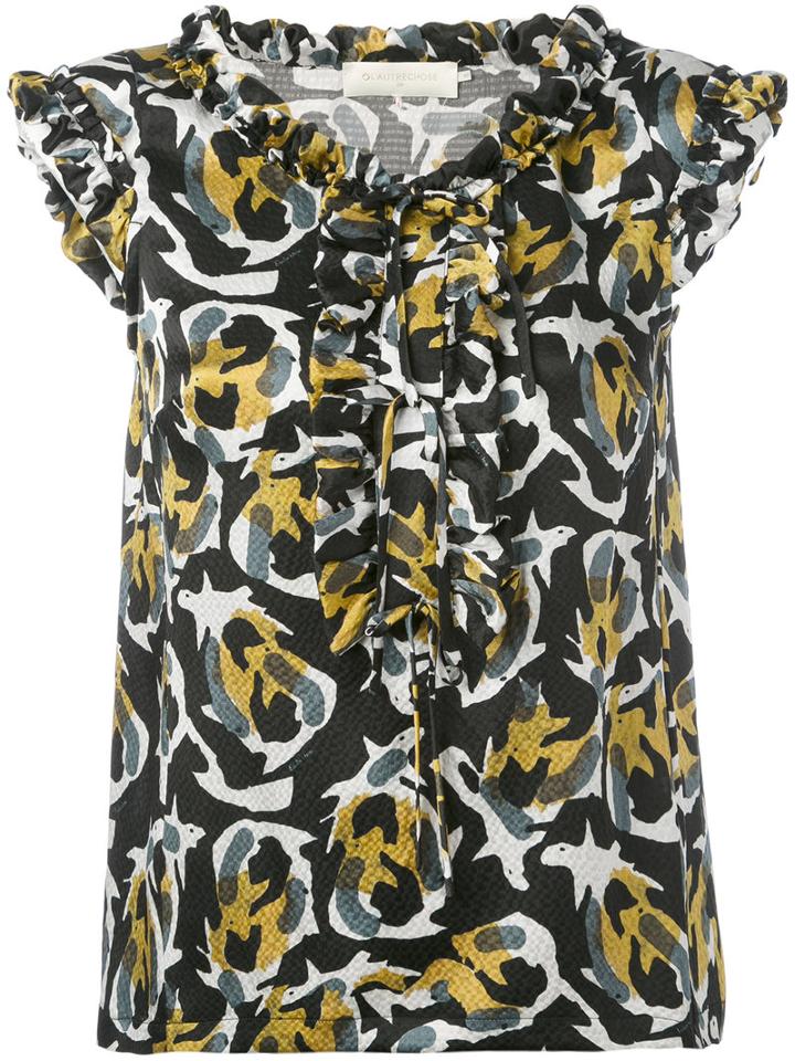 L'autre Chose - Rouches Flakes Blouse - Women - Silk - 42, Black, Silk