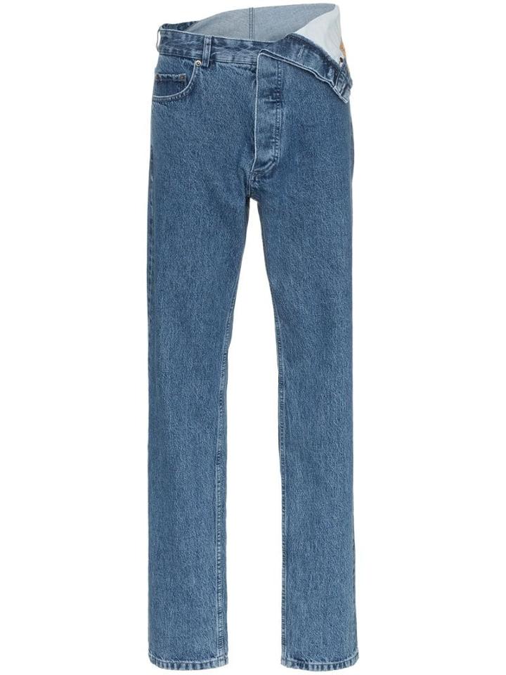 Y/project Flap-waist Straight Leg Jeans - Blue