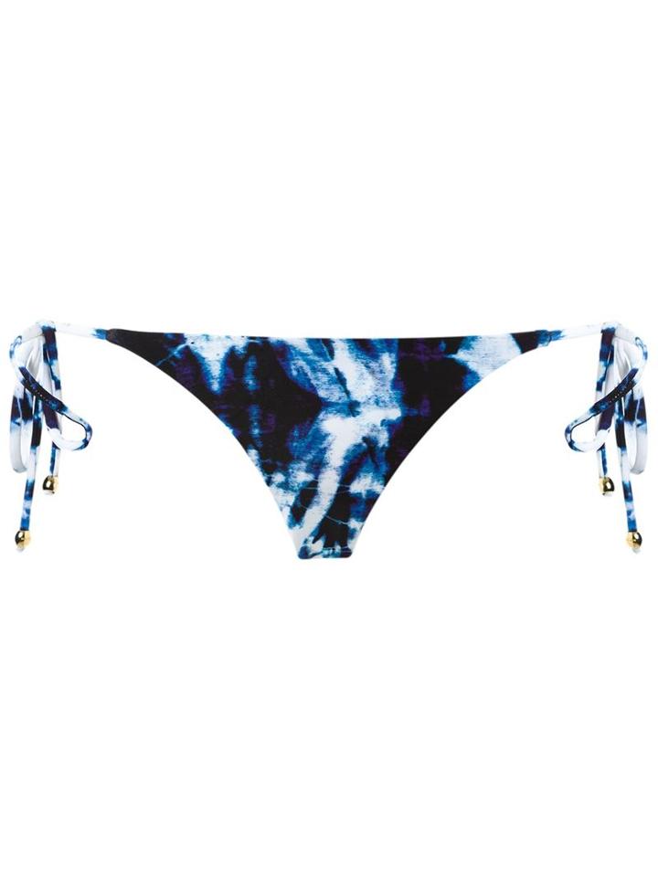 Blue Man Side-tie Print Bikini Bottom, Women's, Size: G, White, Polyamide/spandex/elastane