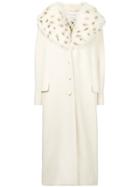 Christian Dior Vintage Removable Collar Long Coat - White