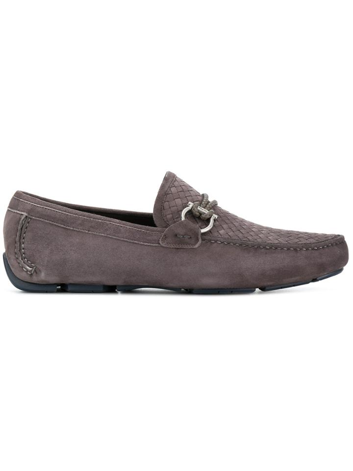 Salvatore Ferragamo Woven Gancio Loafers - Grey