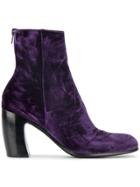 Ann Demeulemeester Purple Velvet Lavato Prugna 90 Ankle Boots - Pink &