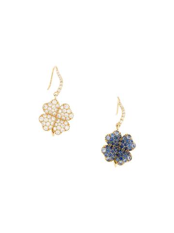 Aurelie Bidermann 'clover' Diamond And Blue Sapphire Earrings