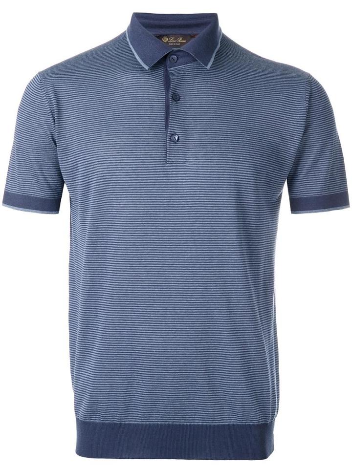 Loro Piana Striped Polo Shirt, Men's, Size: Small, Blue, Silk/linen/flax