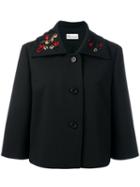 Red Valentino Short A-line Jacket, Women's, Size: 44, Black, Cotton/polyester/spandex/elastane/viscose