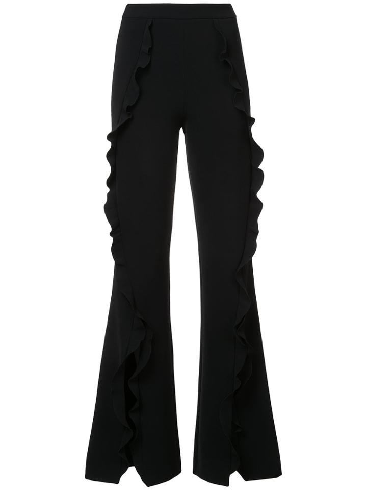 Saloni Frill Flared Trousers - Black