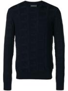 Emporio Armani Logo-intarsia Jumper - Blue