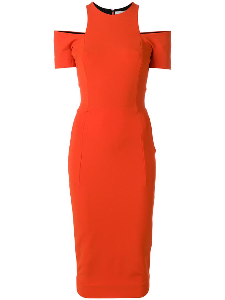 Victoria Beckham Cold Shoulder Fitted Dress - Red