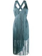 Hervé Léger Fringed Midi Dress - Blue