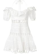 Zimmermann Off Shoulder Embroidered Dress - Neutrals