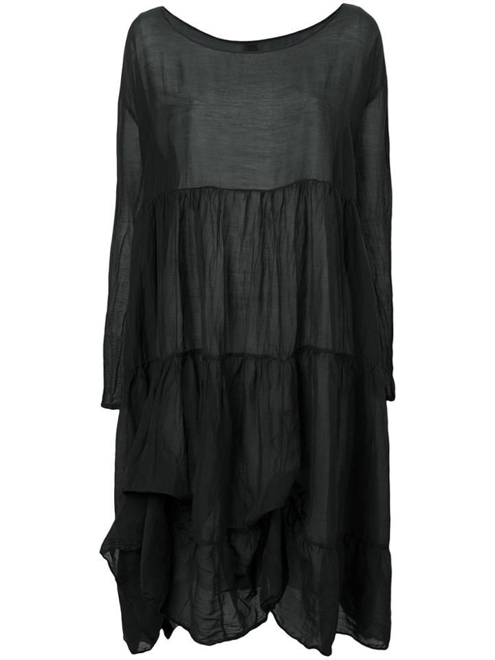 Poème Bohémien Gathered Detail Sheer Dress - Black