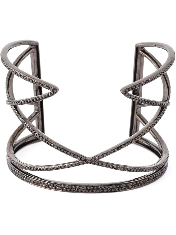 Joëlle Jewellery Geometric Diamond Cuff - Black