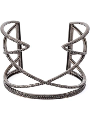 Joëlle Jewellery Geometric Diamond Cuff - Black