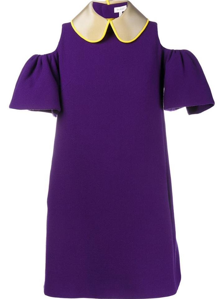 Delpozo Cut-out Shoulder Mini Dress, Women's, Size: 38, Pink/purple, Acetate/viscose/virgin Wool