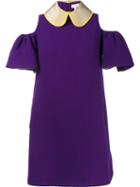 Delpozo Cut-out Shoulder Mini Dress, Women's, Size: 38, Pink/purple, Acetate/viscose/virgin Wool
