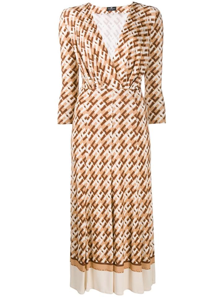 Elisabetta Franchi Logo Print Dress - Neutrals