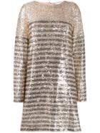 In The Mood For Love Millie Striped Sequin-embellished Dress - Gold