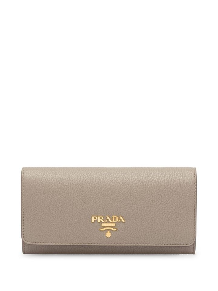 Prada Saffiano Logo Wallet - Grey