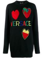 Versace Jacquard Knit Logos Sweater - Black