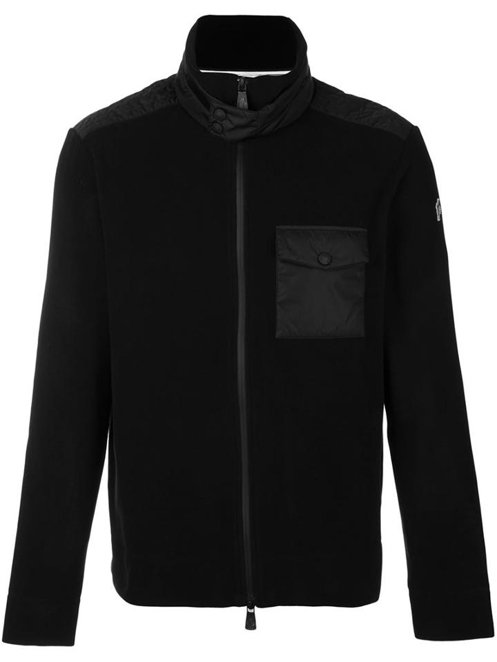 Moncler Grenoble Zip Front Chest Pocket Jumper, Men's, Size: Xl, Black, Polyamide/polyester/spandex/elastane