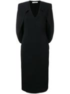 Givenchy V-neck Cape Dress - Black